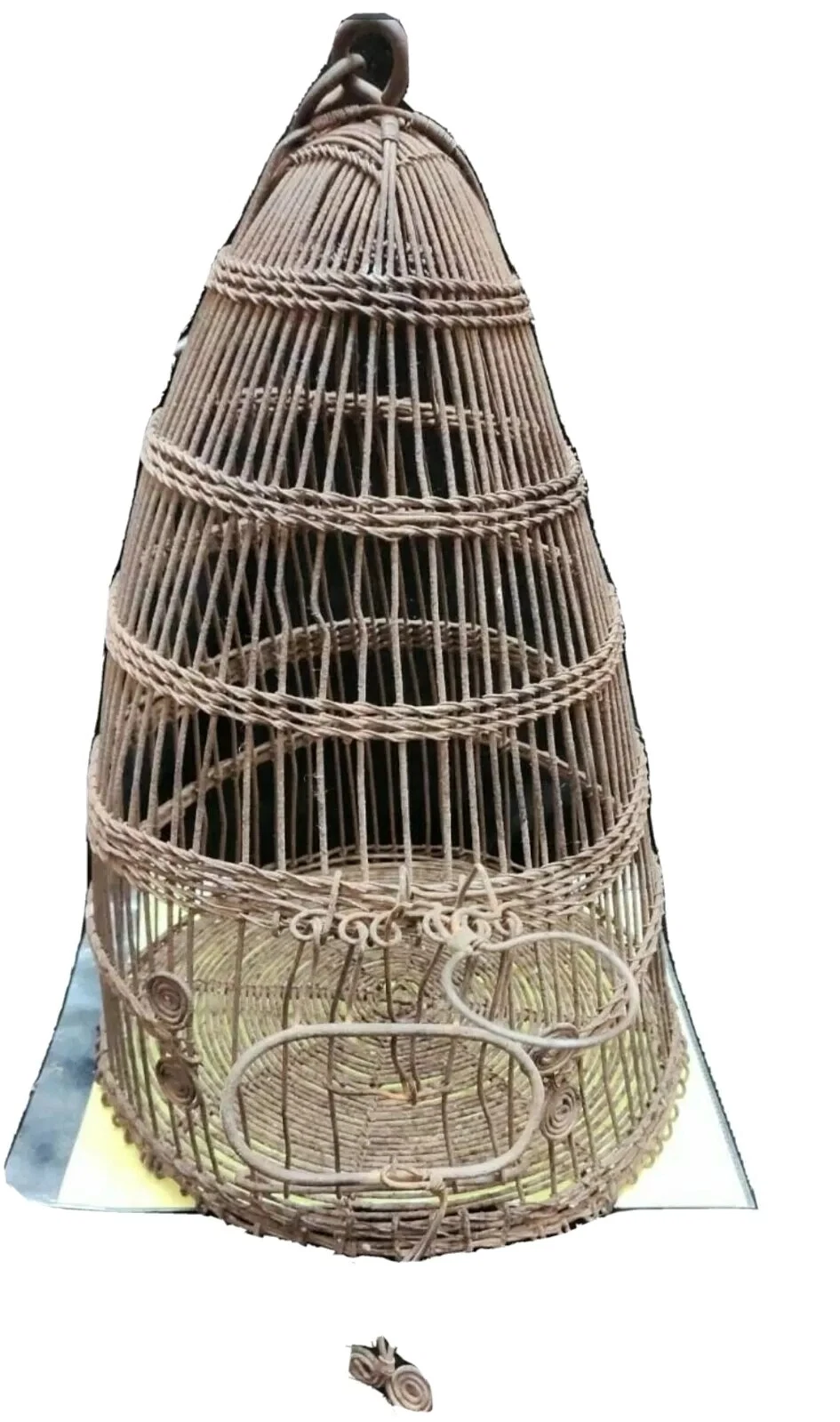 IRON parrot BIRD CAGE UNCOMMON hand made HANGING uncommon YARD HOME DECOR DISPLY