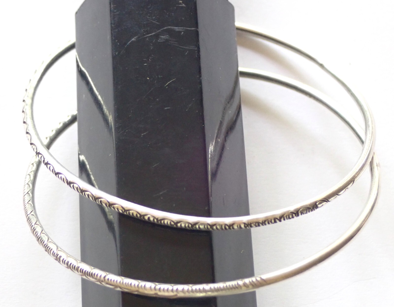 Thai Solid Sterling Silver Bangles Vintage 1990's… - image 1