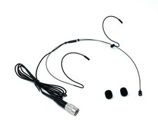 Black Double Earhook Headset Mic w/4 pin mini XLR for Audio Technica Transmitter