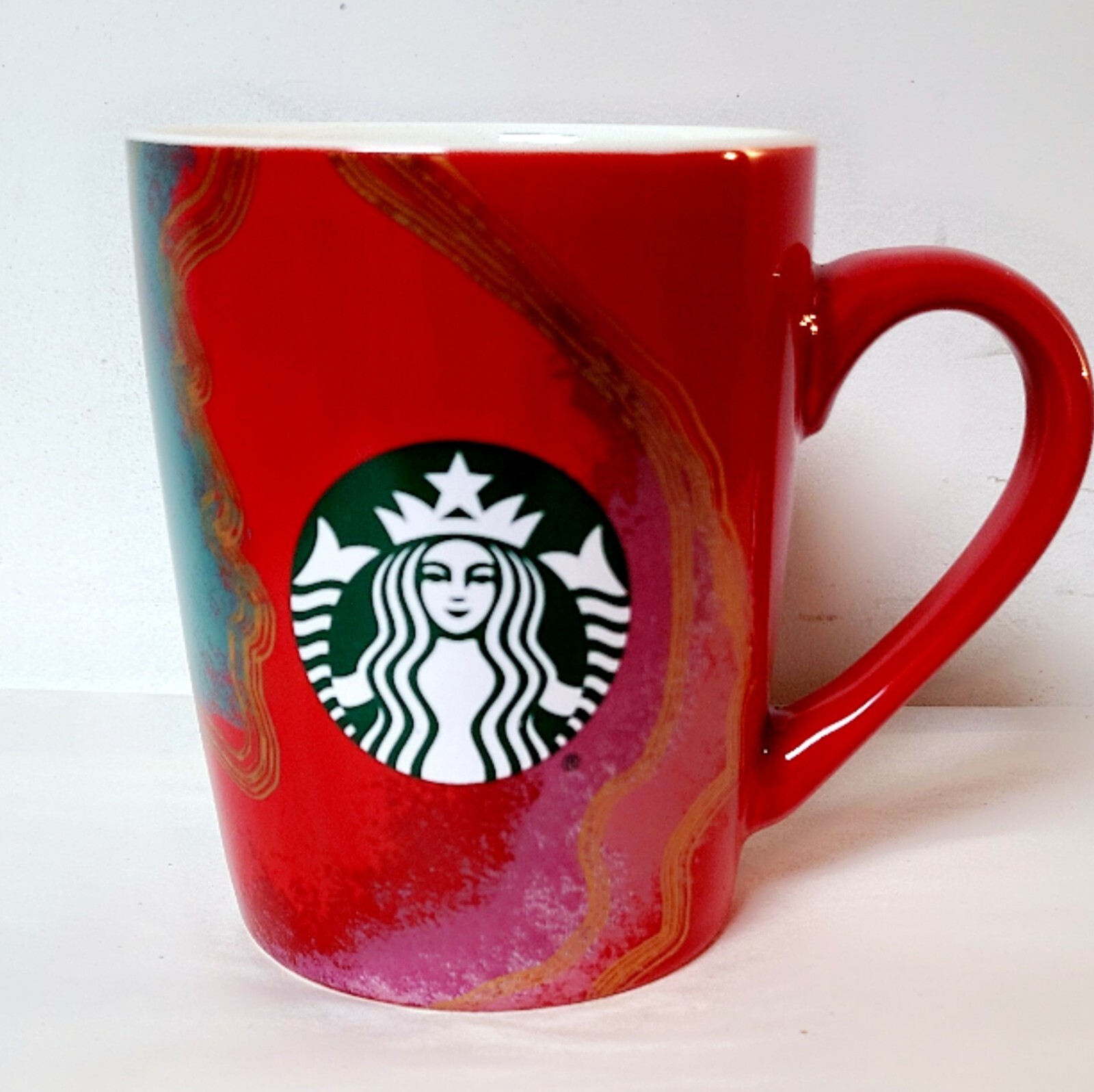 Starbucks 10oz Holiday Coffee Mug in Green Red Gold Christmas 2021
