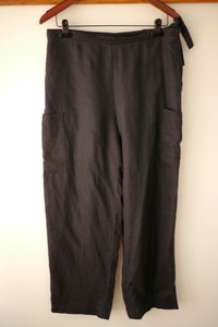 Negro De Mujer 100% Lino Cargo Pantalones Capri ligero Palazzo 32x27 | eBay