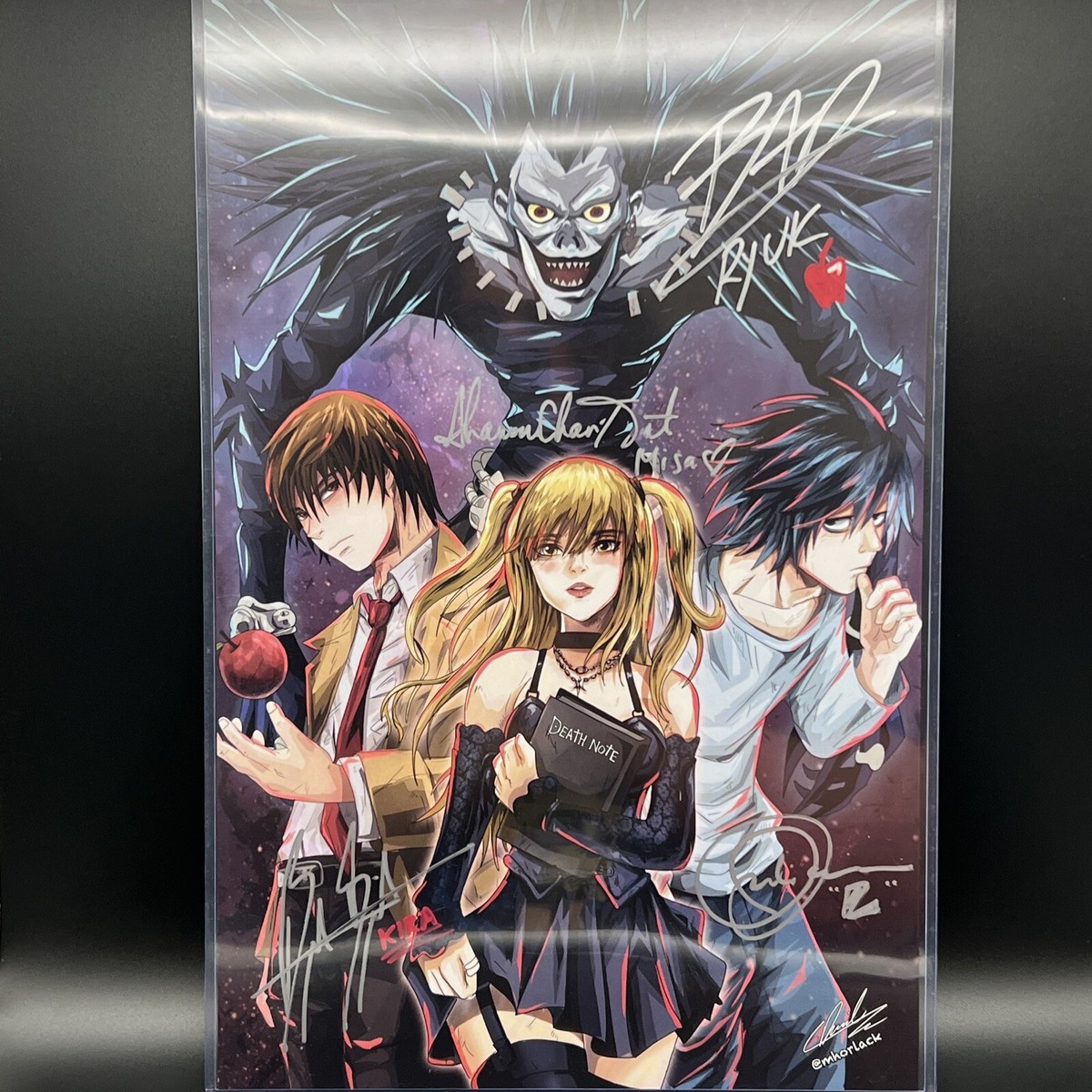 Ryuk L Misa Light Signed Chan Swaile Drummond Juliani JSA 11x17