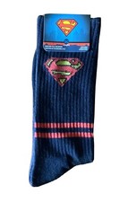 Superman Novelty Logo Crew Navy Socks Size 6-12 One Pair New Boys