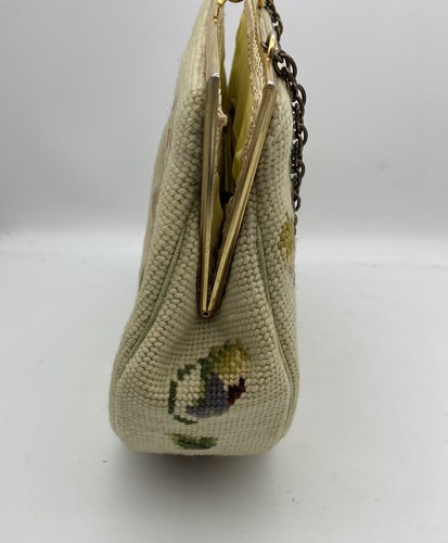 Vintage Switkes Handtasche Handtasche 1950er Jahre Nadelspitze Nadelarbeit Blumencreme - Bild 7 von 9