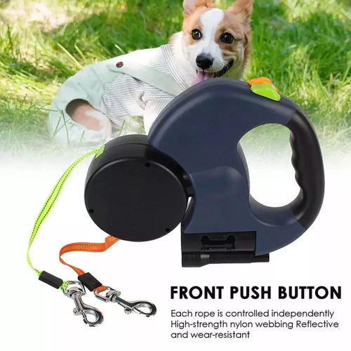 Retractable Reflective Dual Pet Leash Lead 360Swivel Double Dog Walking Leash A+ - Picture 5 of 14