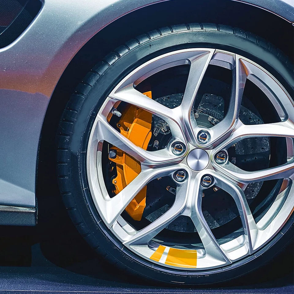 6 x Calcomanías adhesivas amarillas vinilo llanta rueda coche reflectante accesorios para 16"-21" Foto 2 de 4