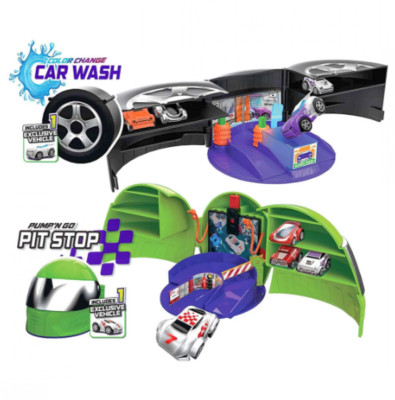 Micro Wheels Boxenstopp und Autowäsche Mini motorisiertes Auto Set