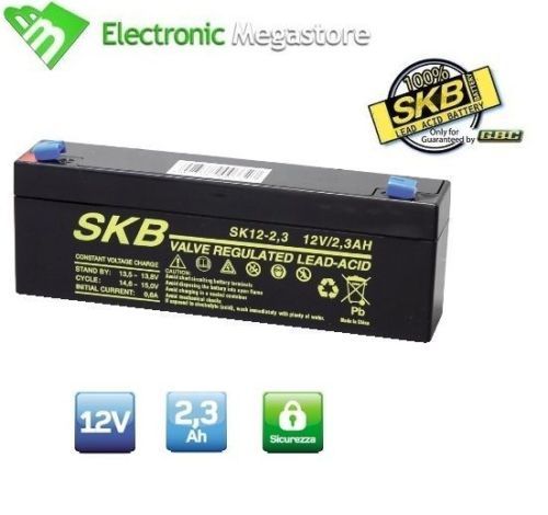 BATTERIA ERMETICA AL PIOMBO AGM 12V 2,2Ah 2,3 Ah RICARICABILE ALLARME SIRENA SKB - Foto 1 di 1