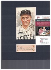 Stan Coveleski Cleveland Indians Signed Cut Matted With Perez Steele JSA READ