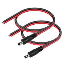 2Pcs DC Supply Power Cable 5.5mm x 2.5mm Male 14AWG CCTV Camera LED Strip Light