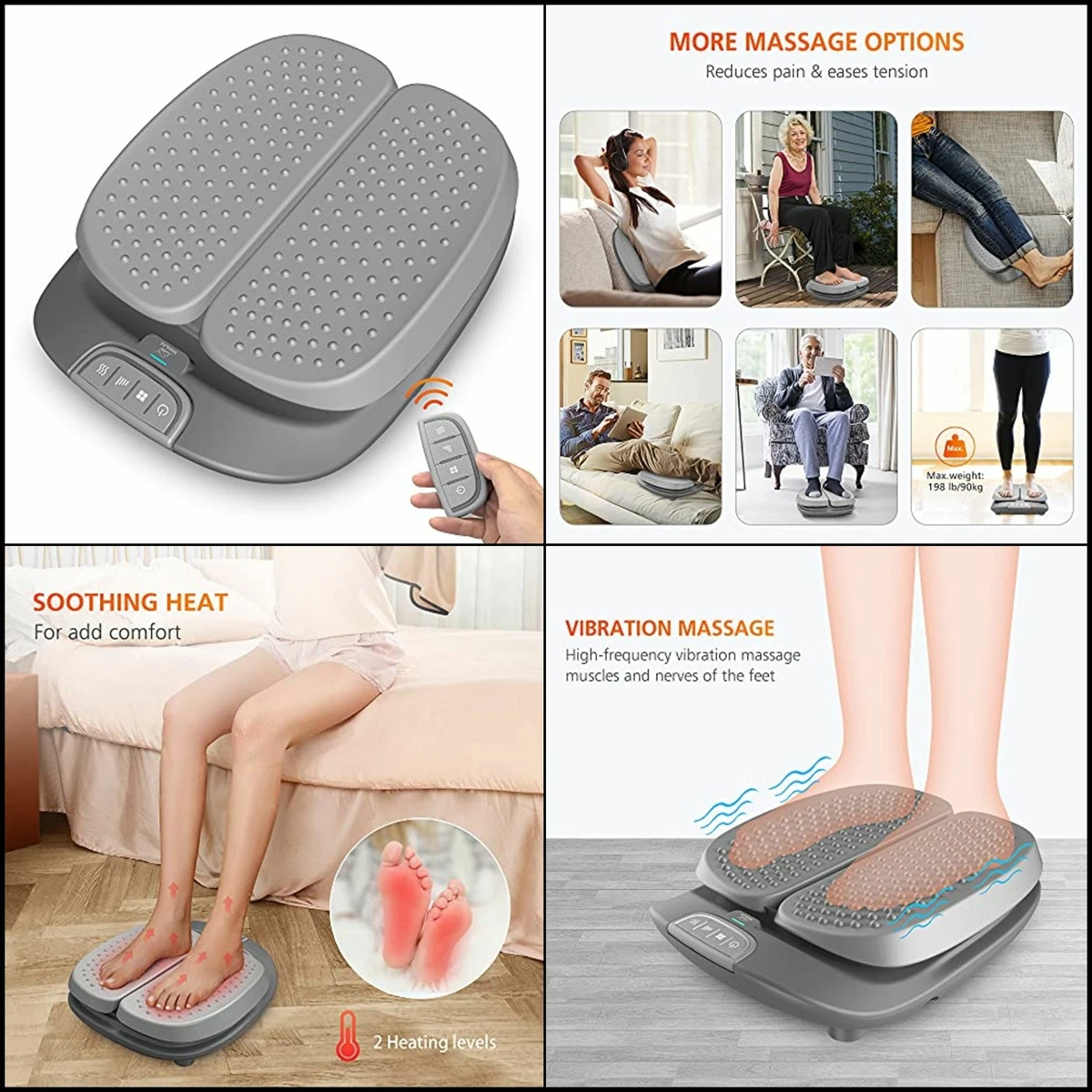 Masajeador de pies vibración elé calor con control remoto para hombres y  mujeres