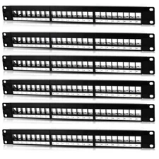 6x 24 Port Keystone Jack Blank Patch Panel Plate Cat5/5e Cat6 Cat6a RJ-45 19"