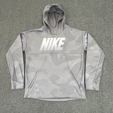 Nike Dri-Fit Hoodie Youth XL Long Sleeve Pullover Pouch Gray Camouflage Fleece