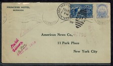 WWI Bermuda Censor Cover US Special Delivery & Bermuda Censor CM 14 Violet RARE