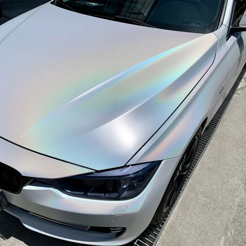 Film Vinyle Mat Laser Arc-en-ciel Pour Carrosserie – Blanc/argent – Neuf