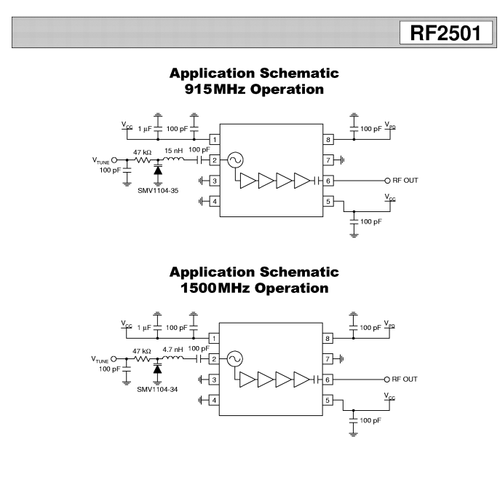 VCO 700 - 1500 MHz & RF Amplifier High Isolation Buffer Amplifier RFMD RF2501 - Picture 3 of 3