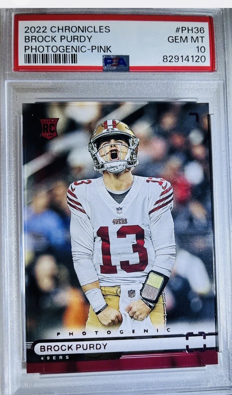 2022 Panini Chronicles Photogenic Pink Brock Purdy Rookie Card PSA 10 Non Auto