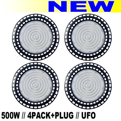 500W+PLUG UFO LED high bay light LED Factory Warehouse  Light Fixtures 4PACK