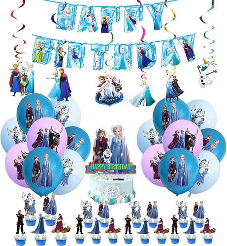 Frozen Themed Birthday Party Decorations Banner Balloons Cake Topper - Picture 6 of 8