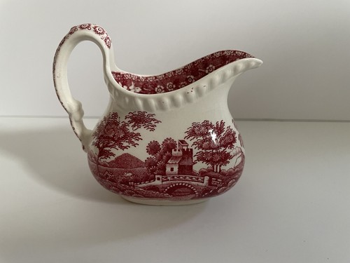 Copeland Spode PINK TOWER Transferware Mini 2C Coffee Pot Creamer Old Backstamp - Picture 2 of 10