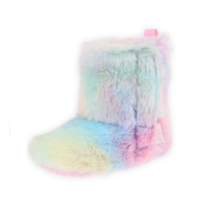 NEW Capelli Baby Booties Pastel Rainbow Faux Fur Boot Slippers size 12-8 months