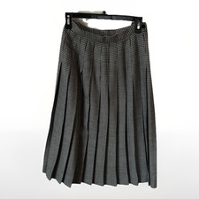 Vintage Talbots 100 Black And White Houndstooth Wool Pleated Skirt Size 6P