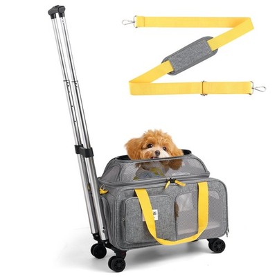 18x13.5x9 TSA Approved top Expandable Rolling pet Carrier for Small Dog Puppy...