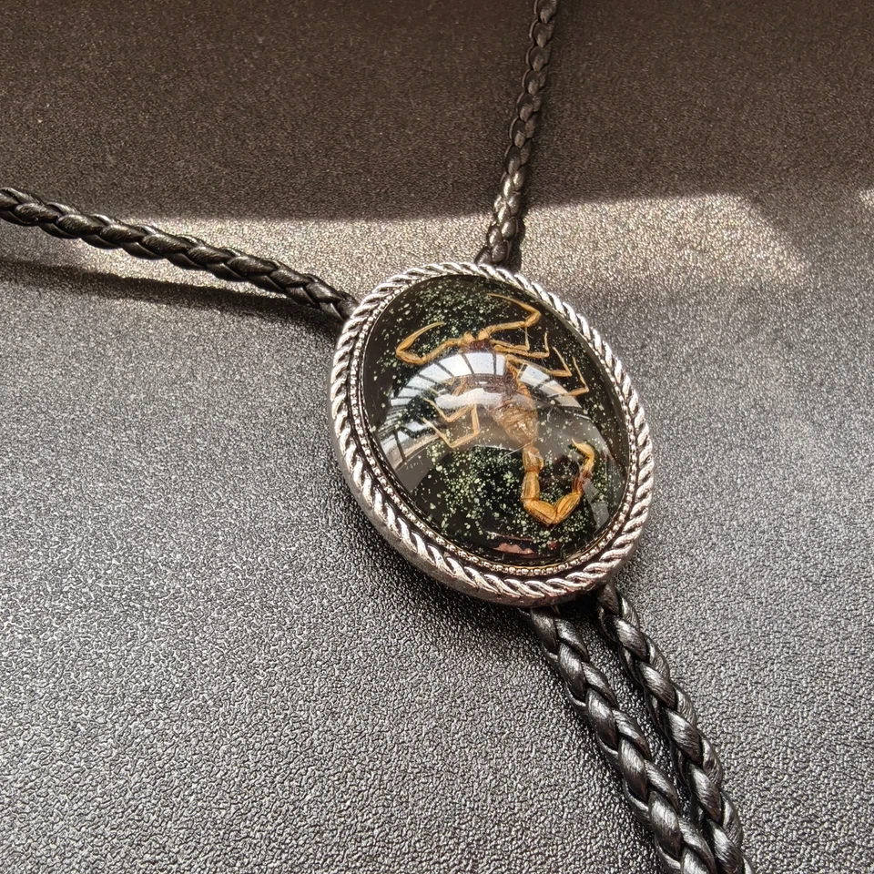 Черный скорпион галстук-боло - искусственной кожи Western готический свадебное ожерелье галстук - Изображение 4 из 4