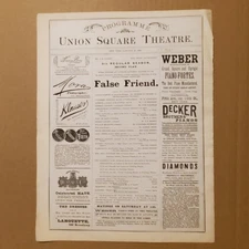 5174----1880 Union Square Theatre NYC program or broadside
