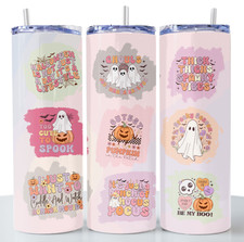 Cute Ghosts Halloween Quotes 20oz Skinny Tumbler Cup Stainless Steel
