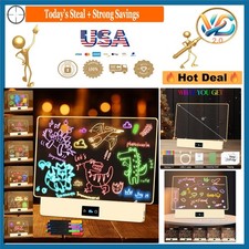 Rechargeable 16" LED Drawing Board Kids 7 Colors Light Acrylic Dry Erase