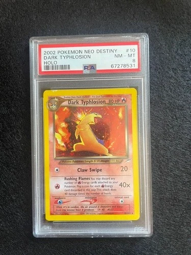 Neo Destiny Unlimited Dark Typhlosion PSA 8 HOLO 10/105 Pokemon Clean! NM - MINT