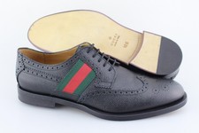 Men's GUCCI 'Strand' Black Leather Wingtip Oxfords Size US 11.5 UK 10.5