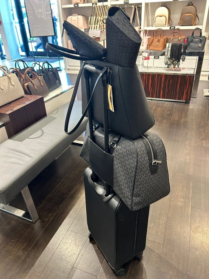 Michael Kors Small Trolley Suitcase+Weekender Bag + 3-in-1 Tote Black Travel Set - Image 4 of 4