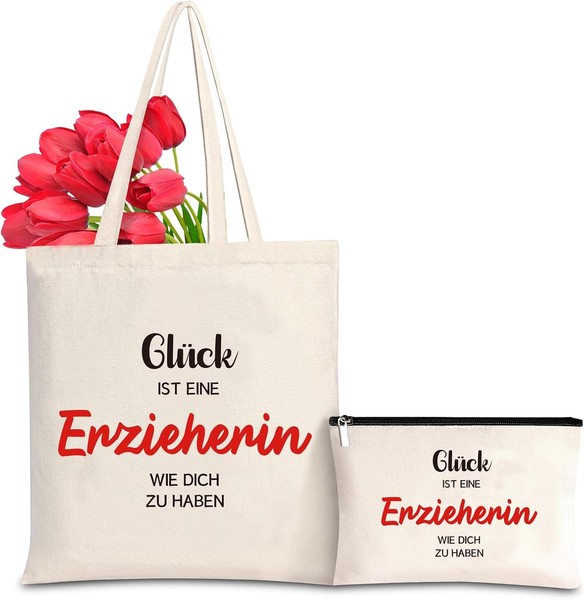 Tragetasche Mit Kosmetiktasche Geschenk FüR Erzieherin Abschied DankeschöN-image