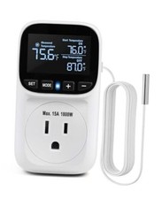 Digital Temperature Controller, Heating  Cooling Thermostat Plug Outlet, White