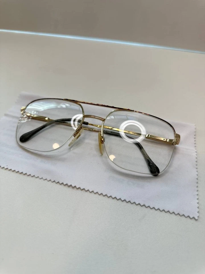 Marco de gafas dorado vintage sin montura - Hecho en Italia Foto 2 de 4