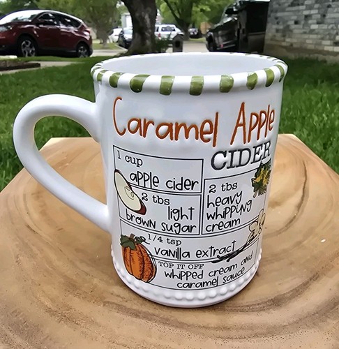 Mud Pie Caramel Apple Cider Coffee Mug Set Ceramic Fall Autumn Novelty Tea Cups