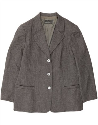 ROCCOBAROCCO Damen 3 Knopf Blazer Sakko UK 18 XL Grau Schurwolle ZE01