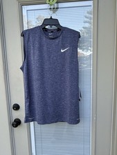 Nike Swim Men's M Performance Tank Dri-FIT Sleeveless Heathered Blue UPF 40 