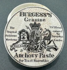 Victorian Antique Advertising Pot Colorful Stoneware Complete with Lid 1850-1890