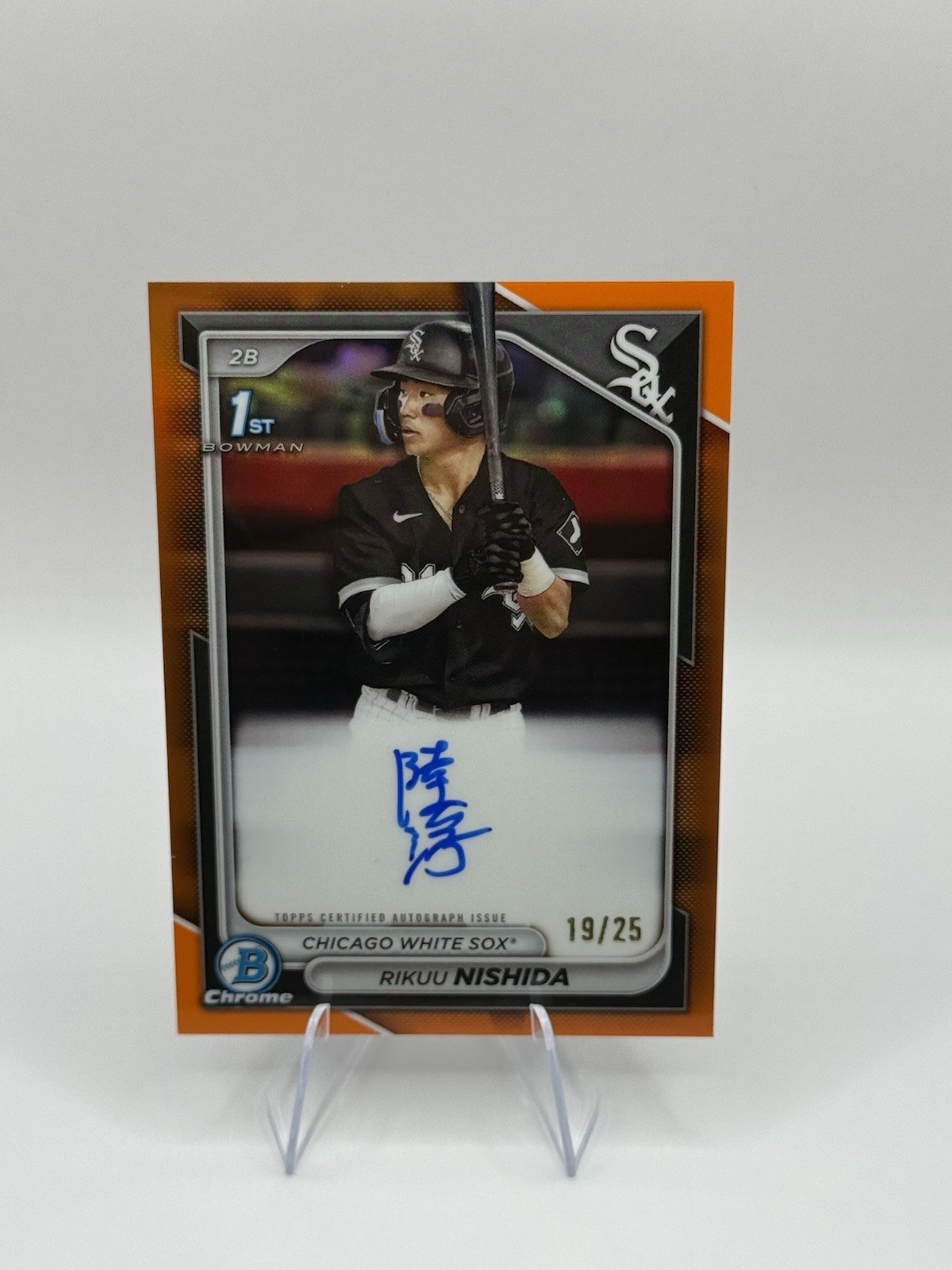 Rikuu Nishida 2024 1st Bowman Chrome Auto True Orange REFRACTOR /25 #CPA-RN