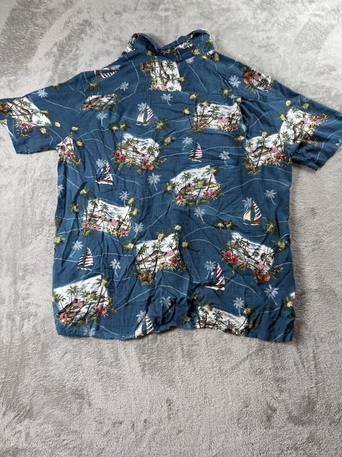 Batik Bay 2X Hawaiian Shirt Palm Tree USA FLAG AMERICA BEACH,  Biker Moto Comfrt