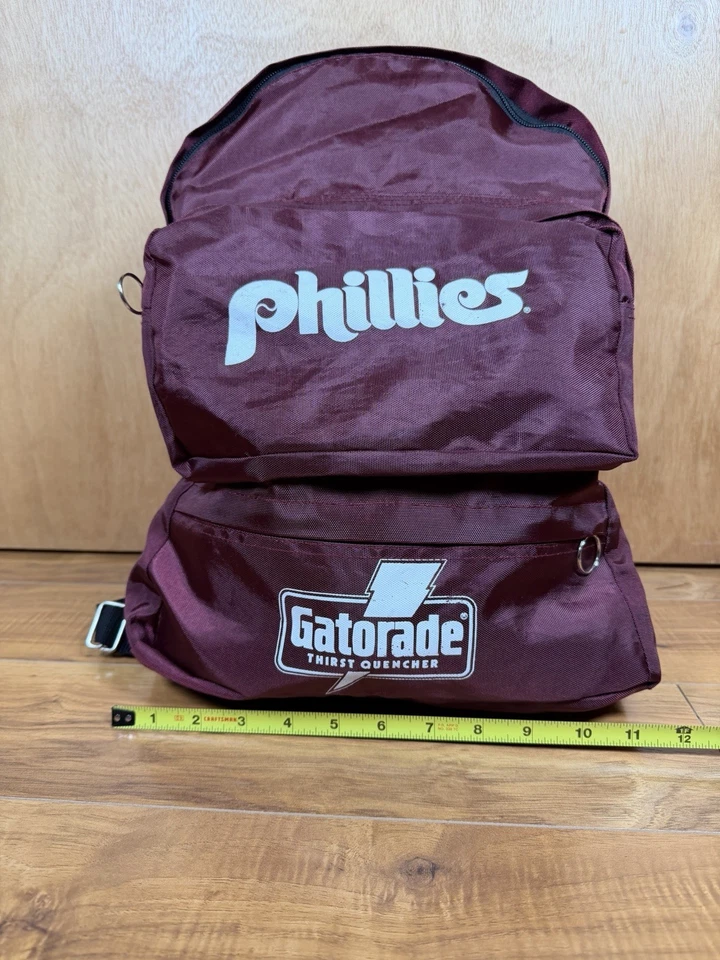 VTG 80s 90s Philadelphia Phillies Logo MLB Maroon Backpack Gatorade Travel RARE - Image 4 of 4