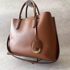 Auténtico bolso de mano Ralph Lauren Dryden Marcy de cuero bidireccional dorado usado