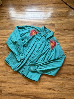 Vintage Wrangler Women s Authentic Western 80s 90s Southwest Blouse Shirt NICE!!