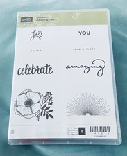 Stampin'Up! AMAZING YOU Rubber stamp set-Flower, Sunbeam, Words.