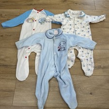 VTG 3 90  s Baby Infant Boy Sleepers Pajamas 6-9 mos Blue Montgomery Ward