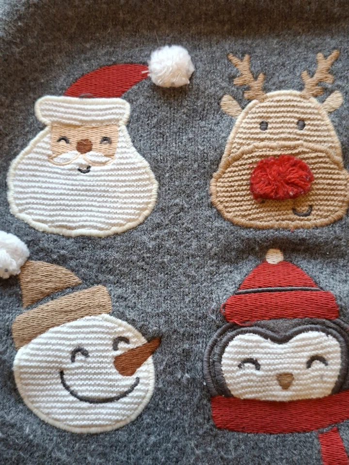 C&A Weihnachtspullover Feinstrick Pullover Gr. 86 Grau Santa Jungen - Bild 3 von 4