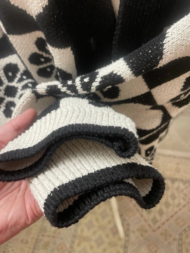 Zara Schwarzweiße Strickjacke Gr L Damen Gebraucht, Pilling - Bild 4 von 4